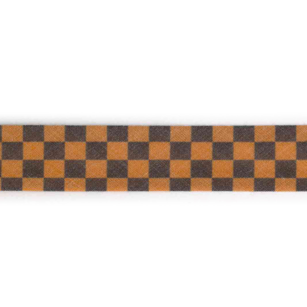 Skråbånd med ternet print, orange/sort - Balsløw