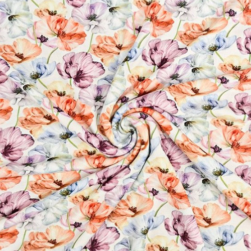 Bambus jersey med blomster, lys baggrund