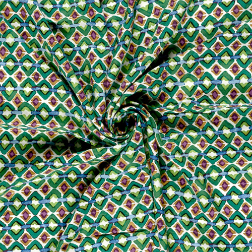 Viscose med abstrakt mønster, grøn