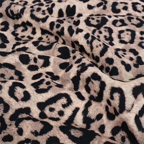 Viscose Poplin med leopardprint, grå
