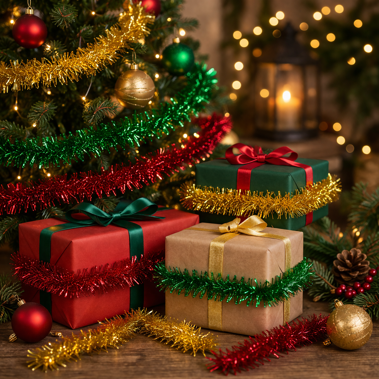 Tinsel lurex snor - Pink