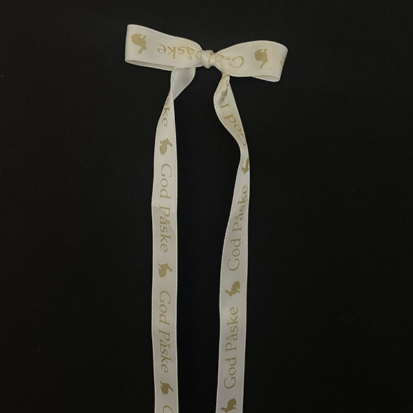 Satin bånd med eget design, etfarvet (folietryk), 5 meter, 15mm