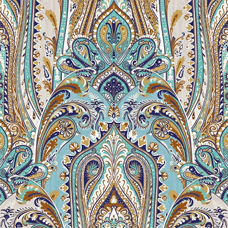 Vævet viscose med paisley mønster