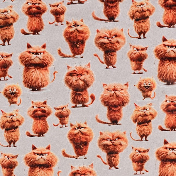 French Terry med katte (digitalprint)