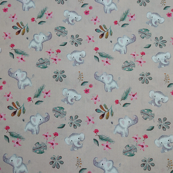 Poplin med elefanter