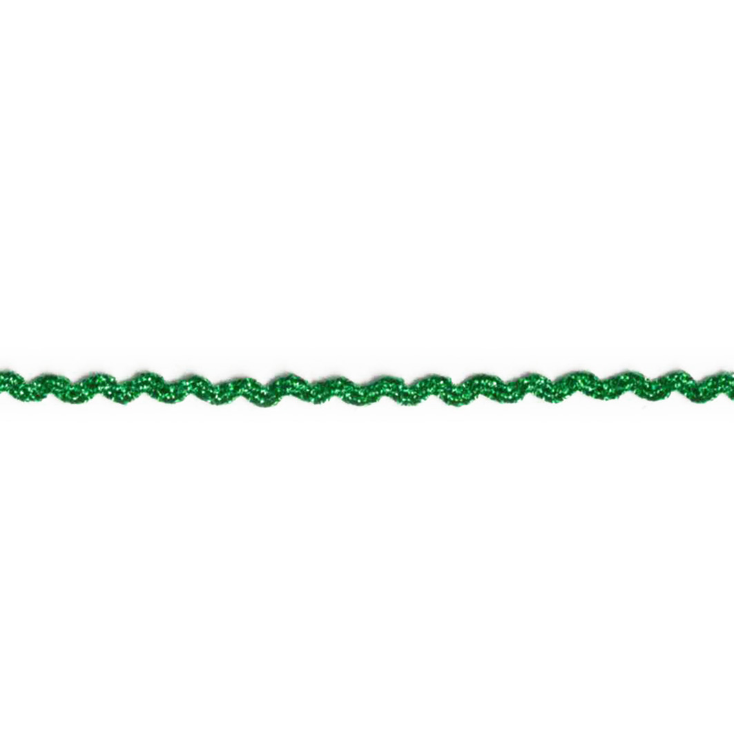 Zig Zag lurex bånd, grøn, 3mm - Balsløw