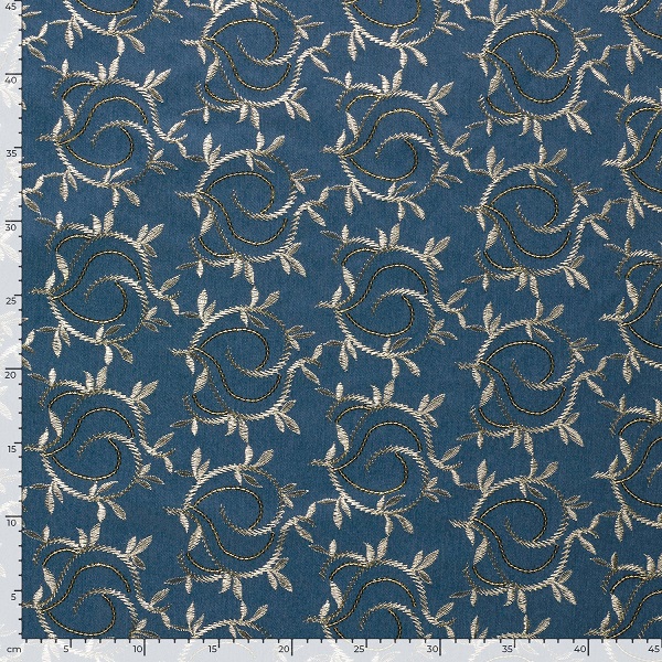 Denim med paillet broderi, blå