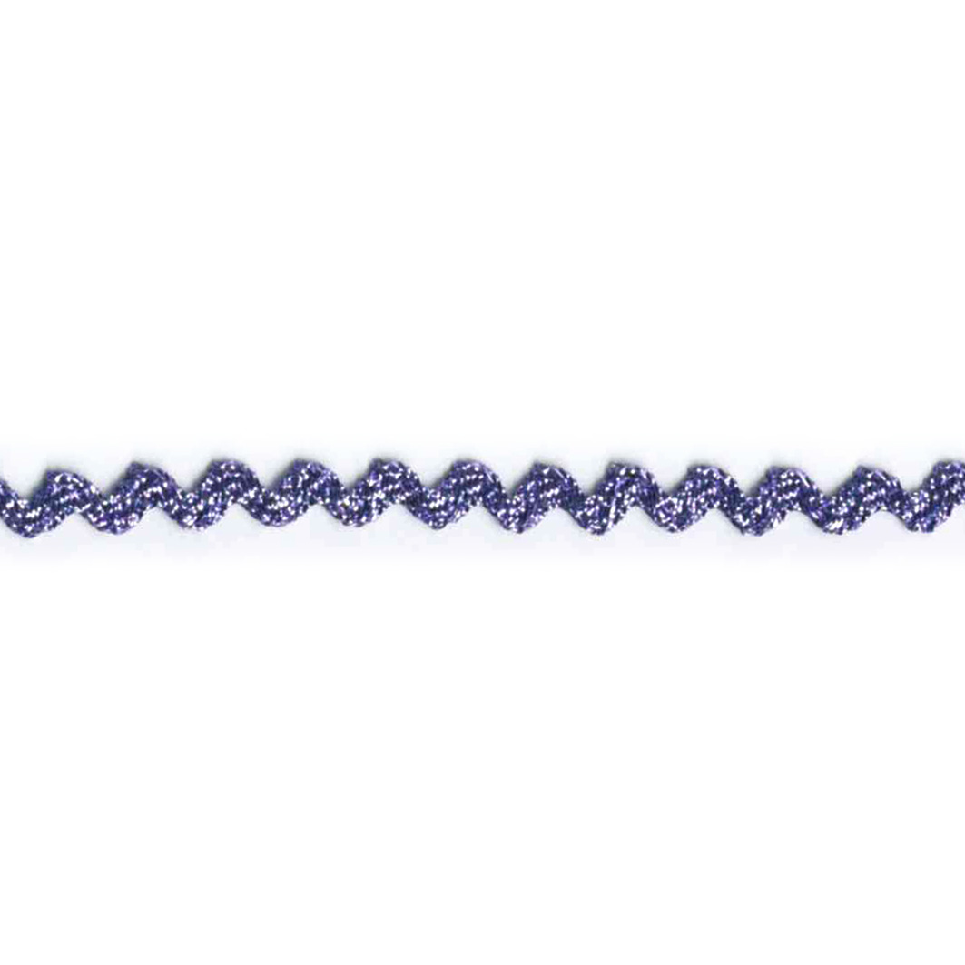 Zig Zag lurex bånd, lilla, 7mm - Balsløw