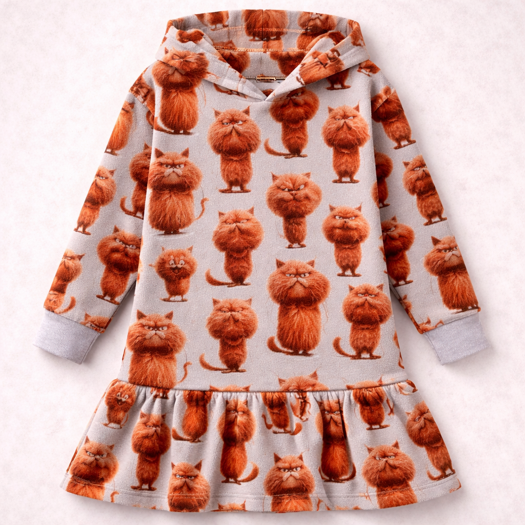 French Terry med katte (digitalprint)