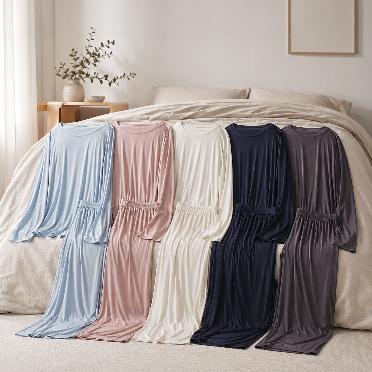 Bambus jersey ensfarvet, metervare, navy