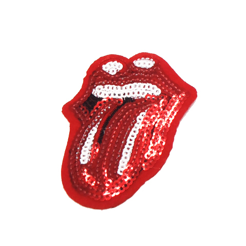 Strygemærke mund, glitter, 55x68 mm