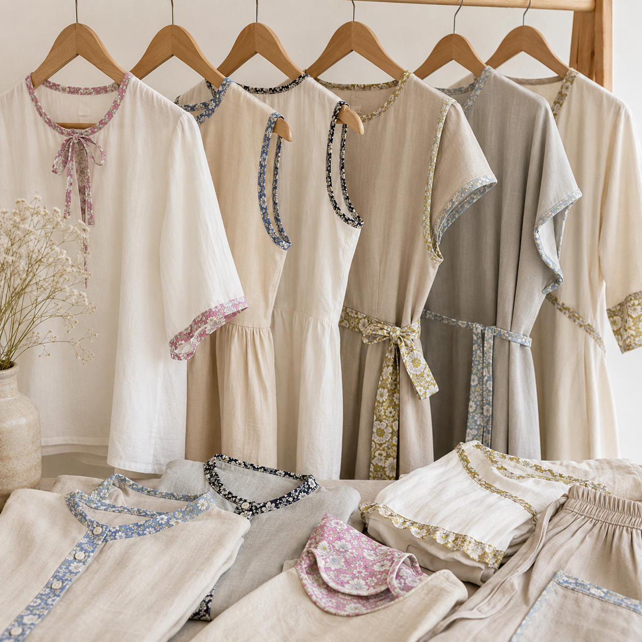 Poplin blomster, skråbånd