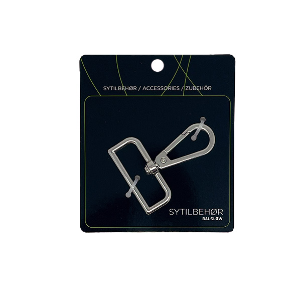 Spænde, karabinhage, 38 mm, sølv