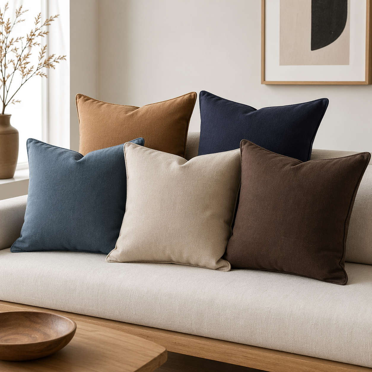 Canvas stof, bomuld, ensfarvet, beige