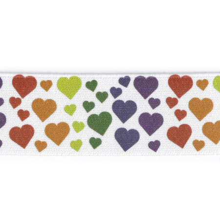 Elastik m/tryk, Hjerter, hvid
