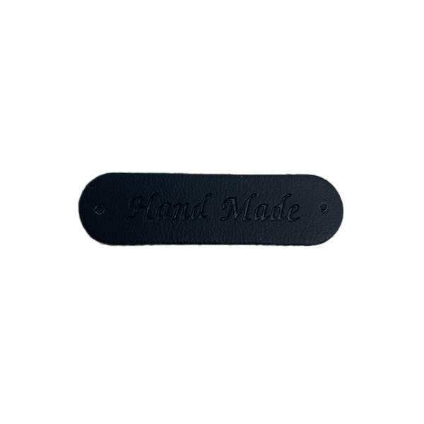 Hand Made label, sort, kunstlæder, 11x45 mm - Balsløw