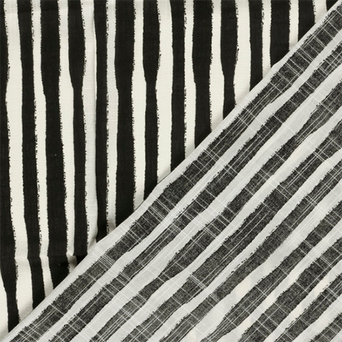 Bomuld/viscose med sorte striber