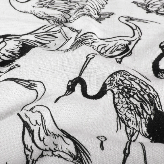 Viscose/hør med fugle