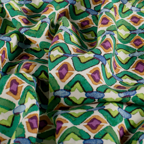 Viscose med abstrakt mønster, grøn