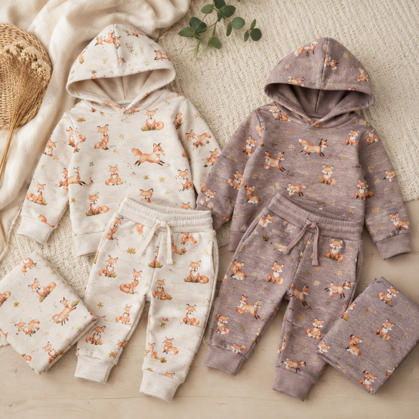 Jogging fleece med ræve – digital print