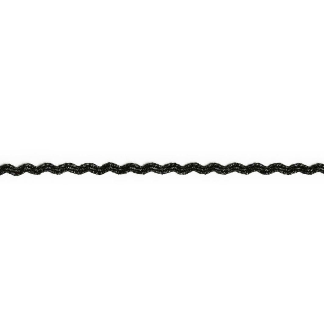 Zig Zag lurex bånd, sort, 3mm - Balsløw