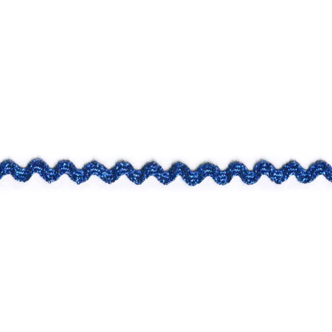 Zig Zag lurex bånd, blå, 7mm - Balsløw
