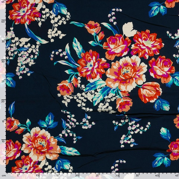 Bambus med blomster, navy