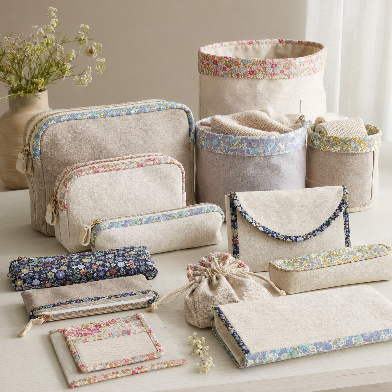Poplin Blomster, skråbånd