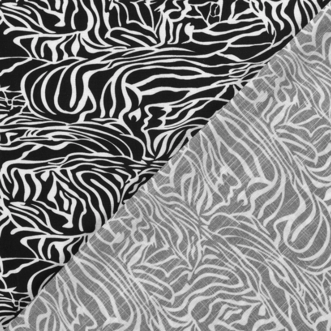 Viscose/hør med zebra mønster i sort/hvid