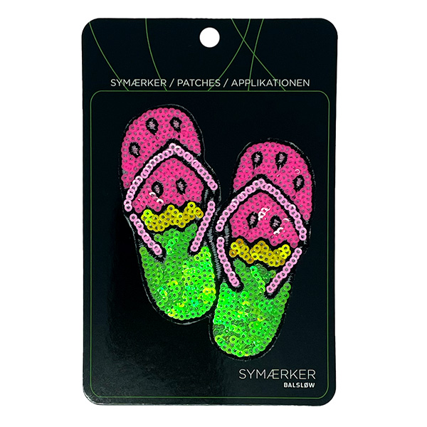 Symærke m/ vandmelon sandaler pailletter, 100x75 mm