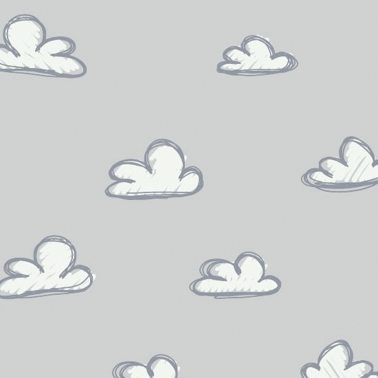 Bomulds poplin med skyer