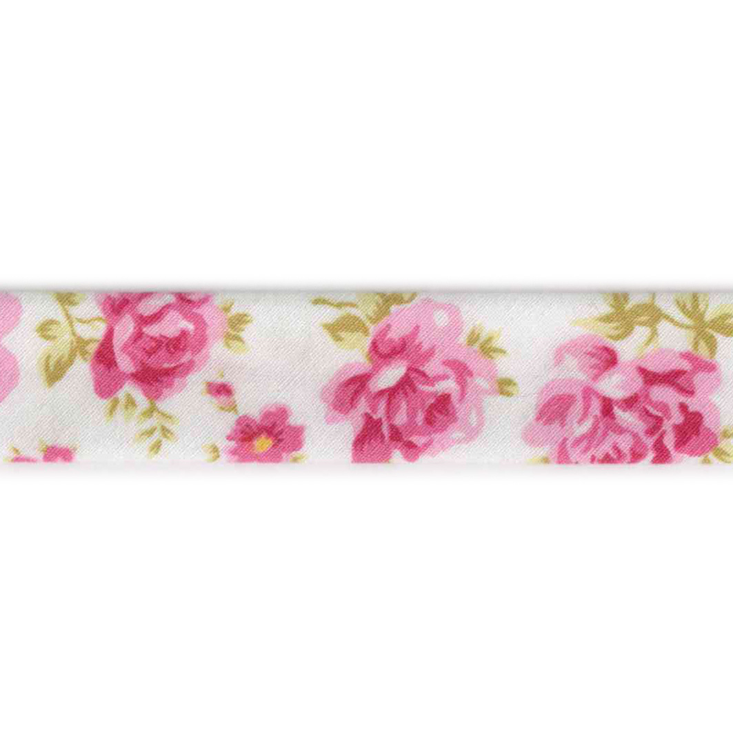 Poplin blomster, skråbånd 