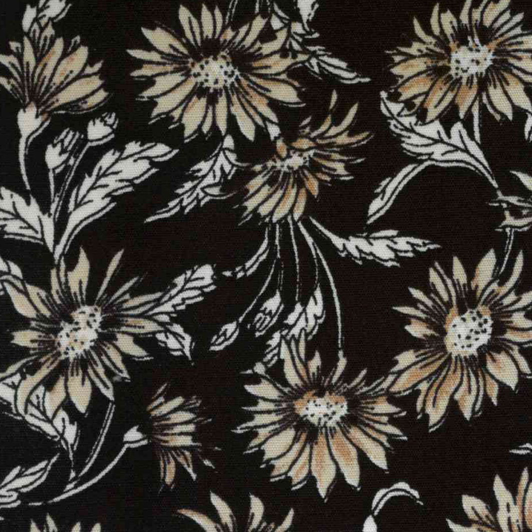 Poplin med blomster på sort baggrund - Balsløw