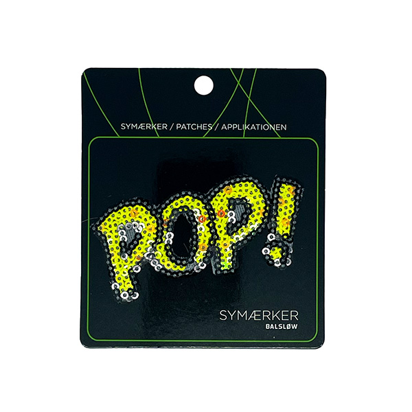Symærke m/pop pailletter, 40x80 mm