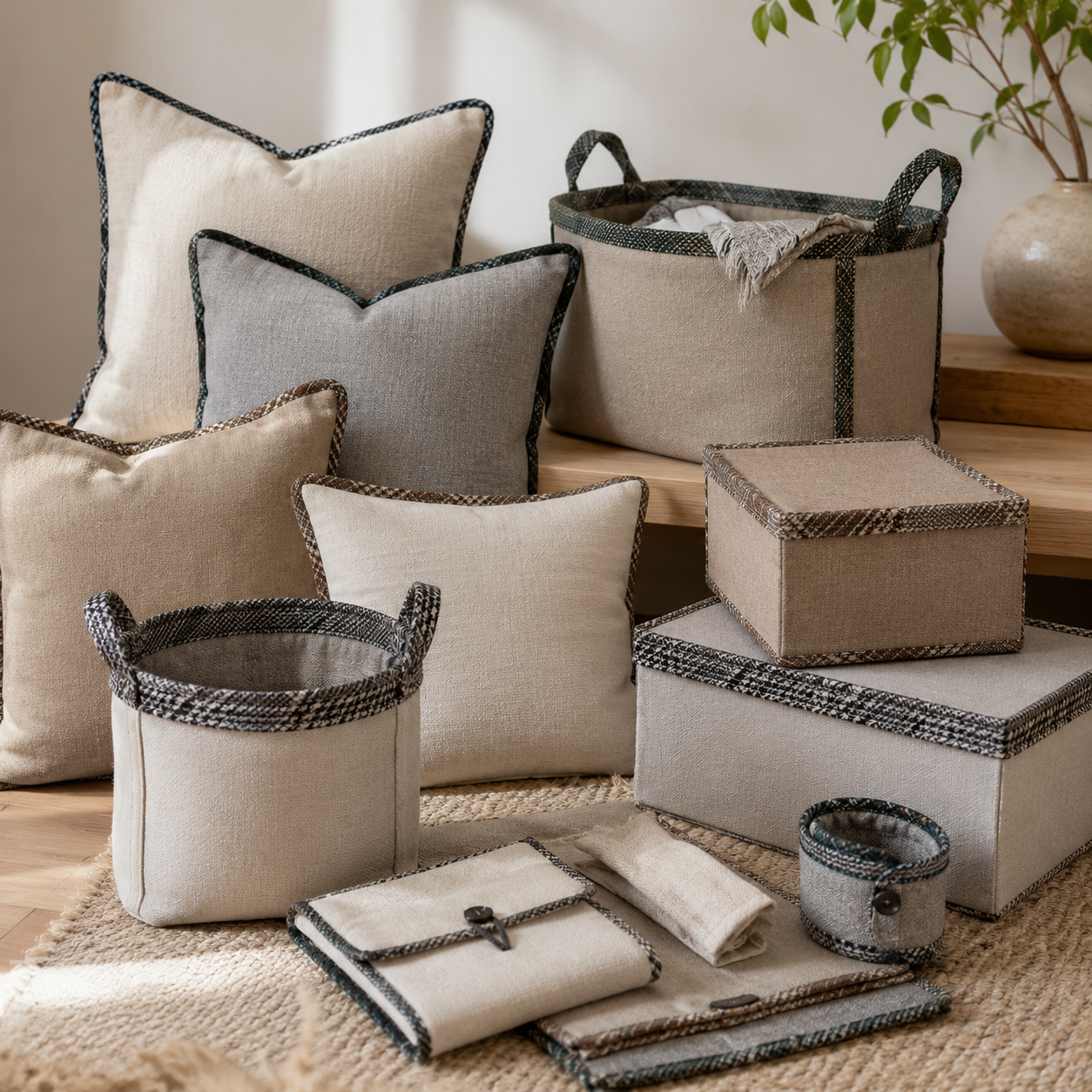 Tweed skråbånd, brun