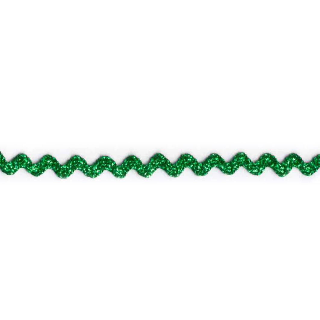 Zig Zag lurex bånd, grøn, 7mm - Balsløw